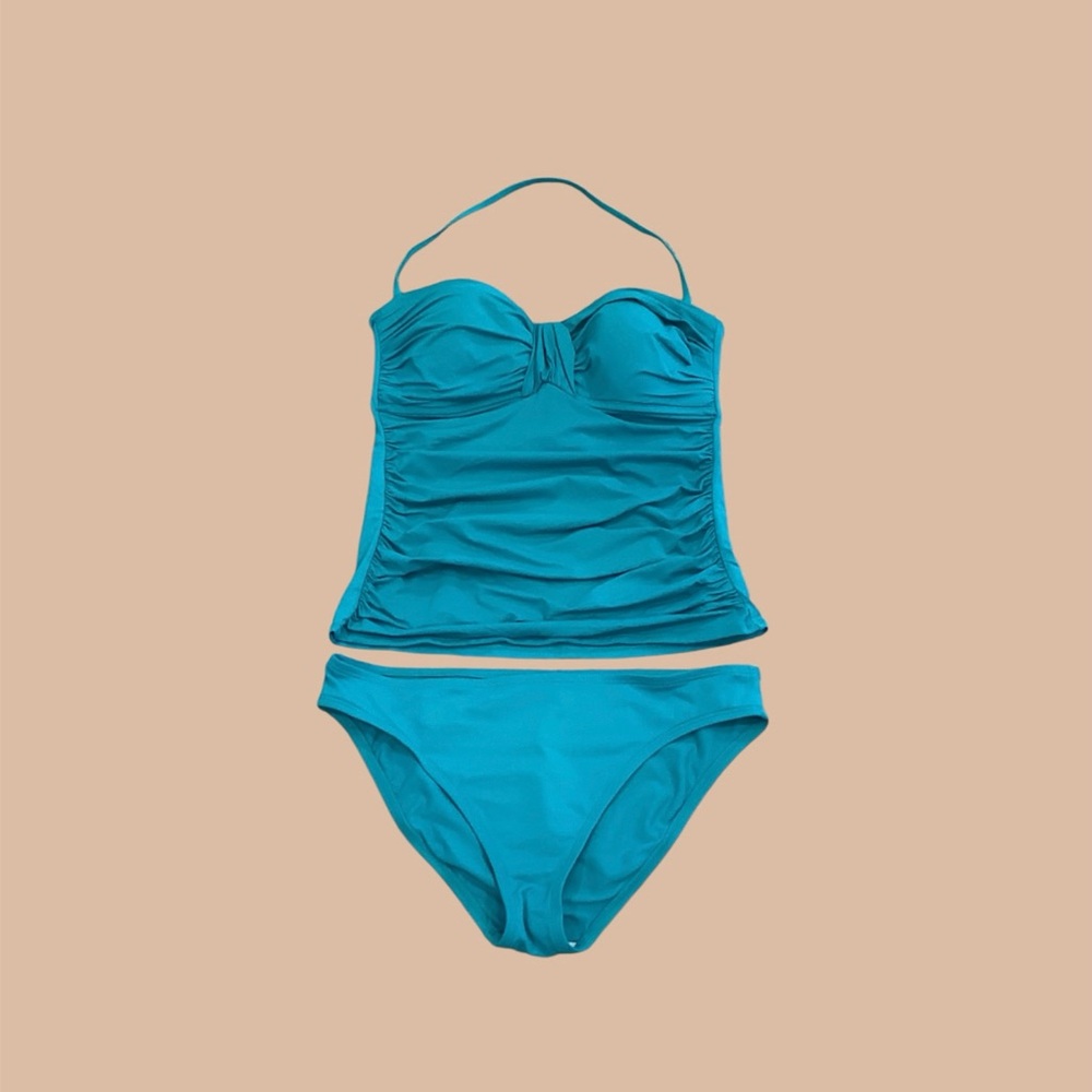 Teal Strapless Tankini Set, size Medium 🩵